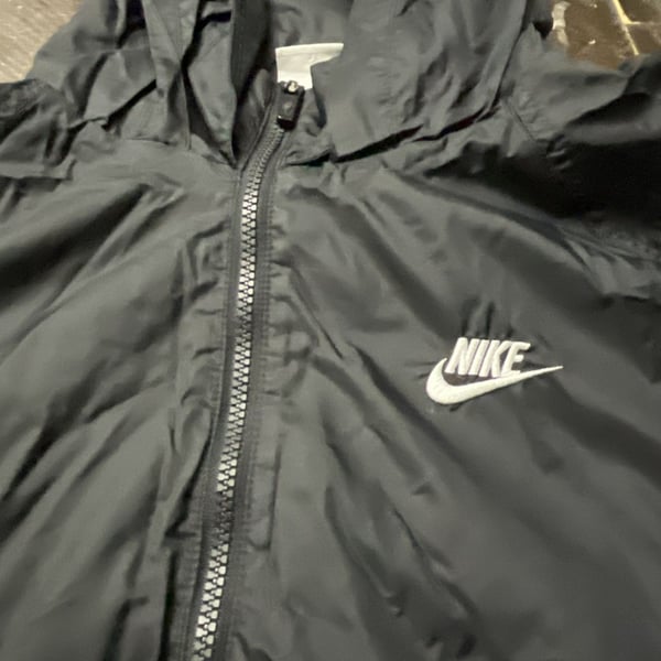 Nike Windbreaker Jacket Size L Black Hooded Full Zip