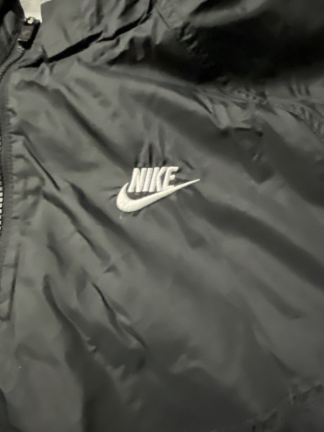 Nike Windbreaker Jacket Size L Black Hooded Full Zip 3