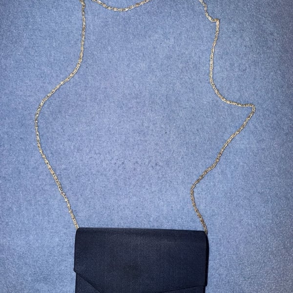 Valerie Stevens Black Envelope Evening Clutch Chain Shoulder Bag