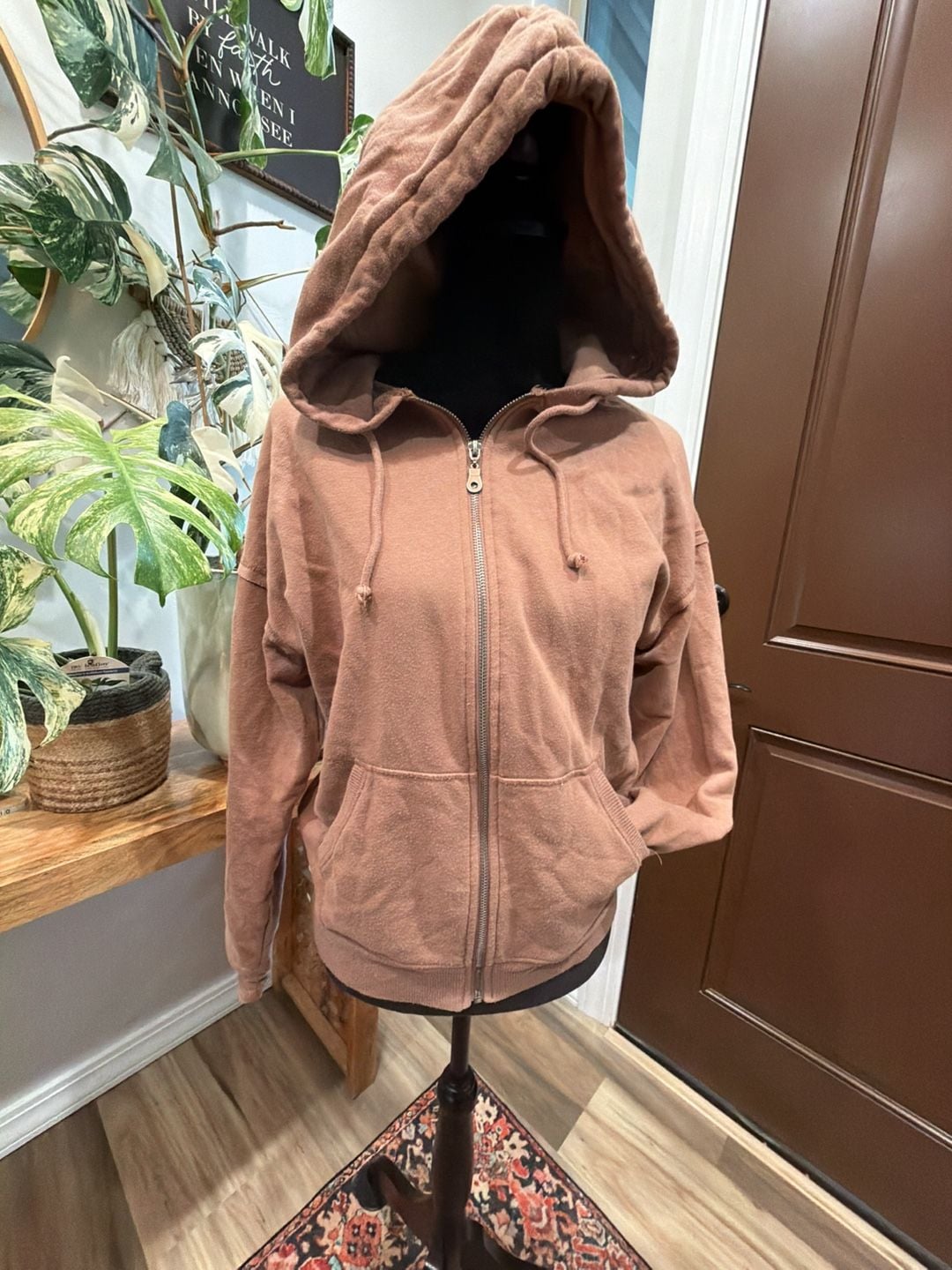 Aeropostale Zip Up Hoodie Size XS Brown Fleece Full Zip Pocket 2