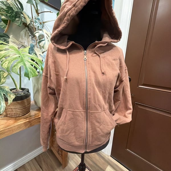 Aeropostale Zip Up Hoodie Size XS Brown Fleece Full Zip Pocket
