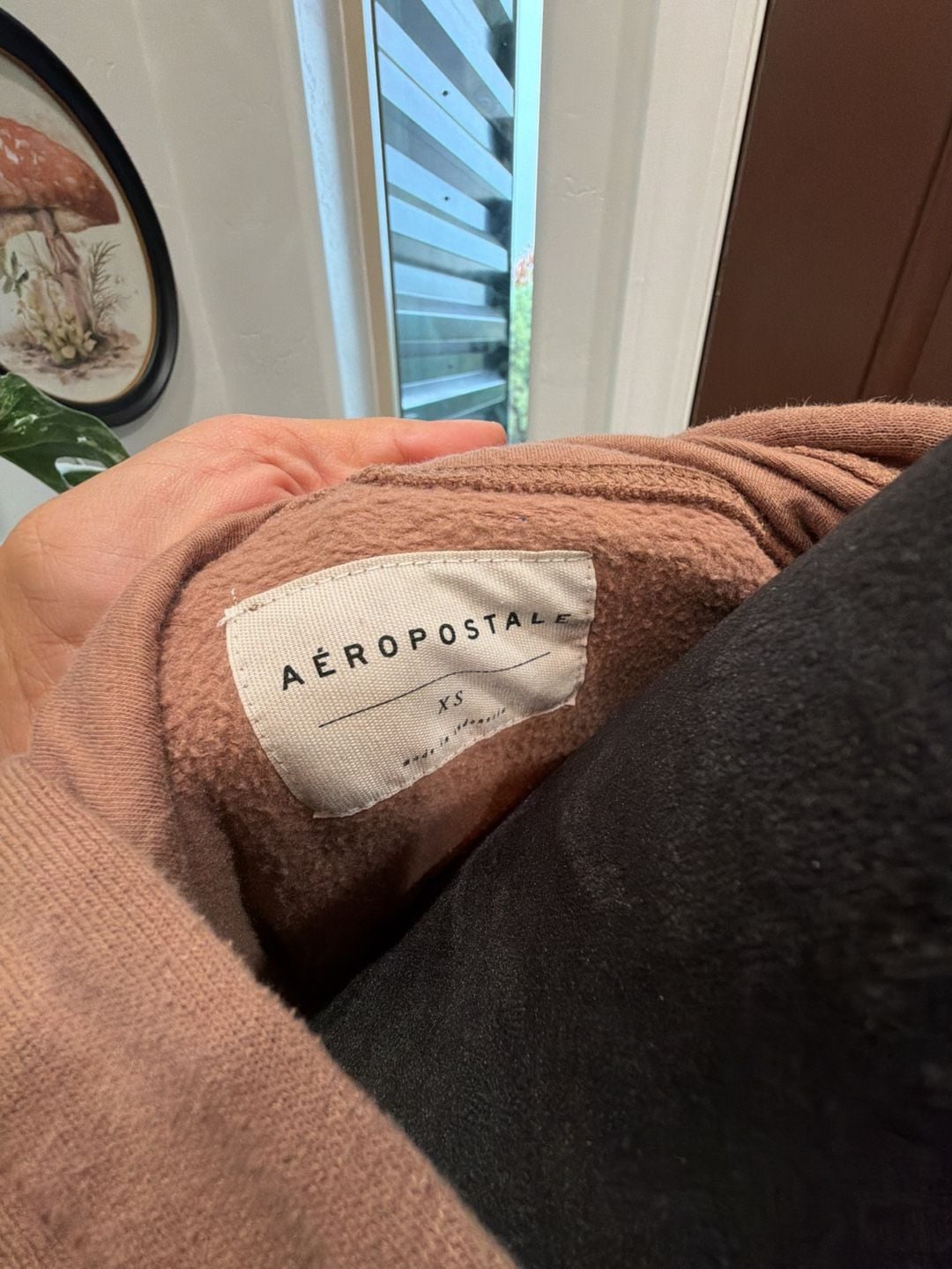 Aeropostale Zip Up Hoodie Size XS Brown Fleece Full Zip Pocket 3