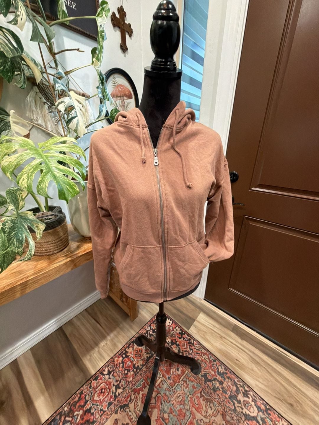 Aeropostale Zip Up Hoodie Size XS Brown Fleece Full Zip Pocket 4