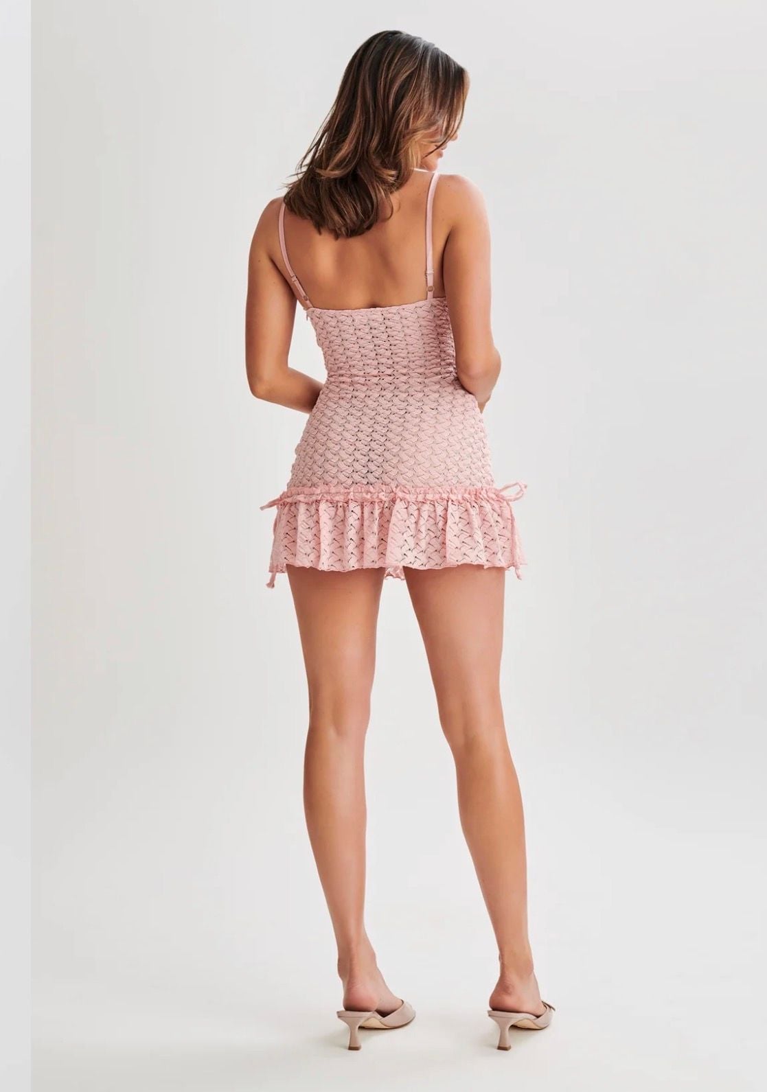 Meshki Marietta Cupped Lace Mini Dress Size XS Pink Barbiecore Barbie Coquette Ballerina 5