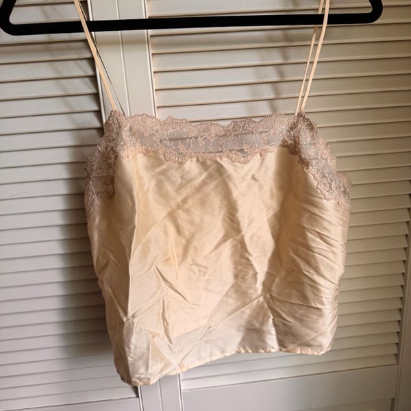 Sézane Silk Camisole Size 36 Cream Lace Trim Top