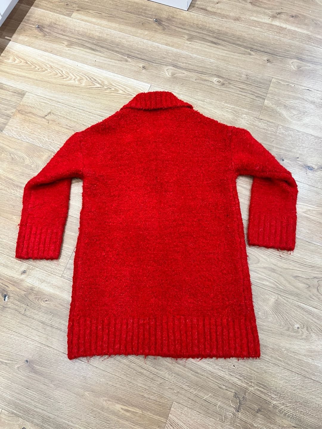 Ann Taylor Boucle Double Breasted Coatigan Size S Red Sweater Jacket 4