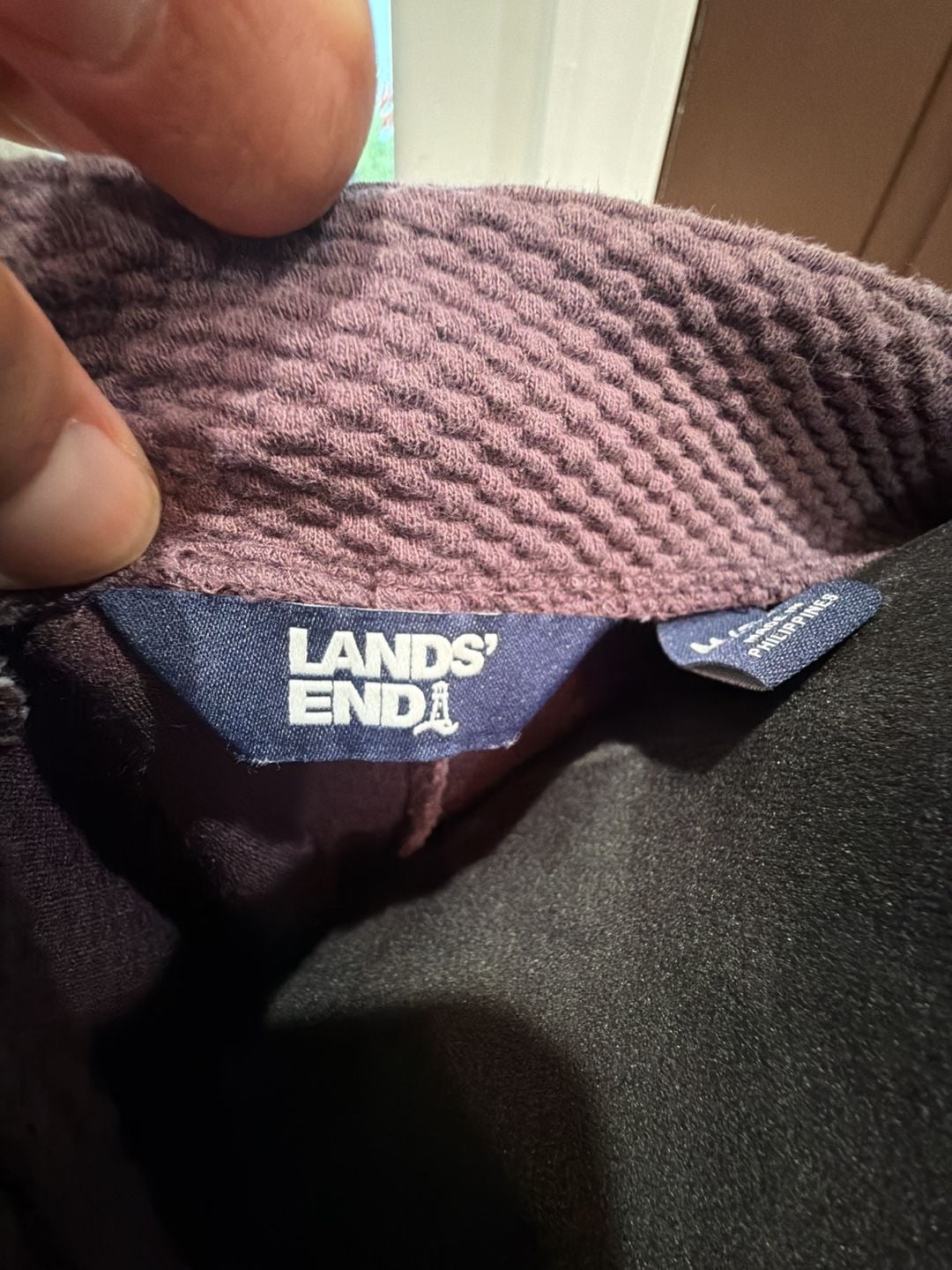 Lands' End Waffle Knit Mock Neck Top Size M/P 10-12 Purple Textured Pullover 3