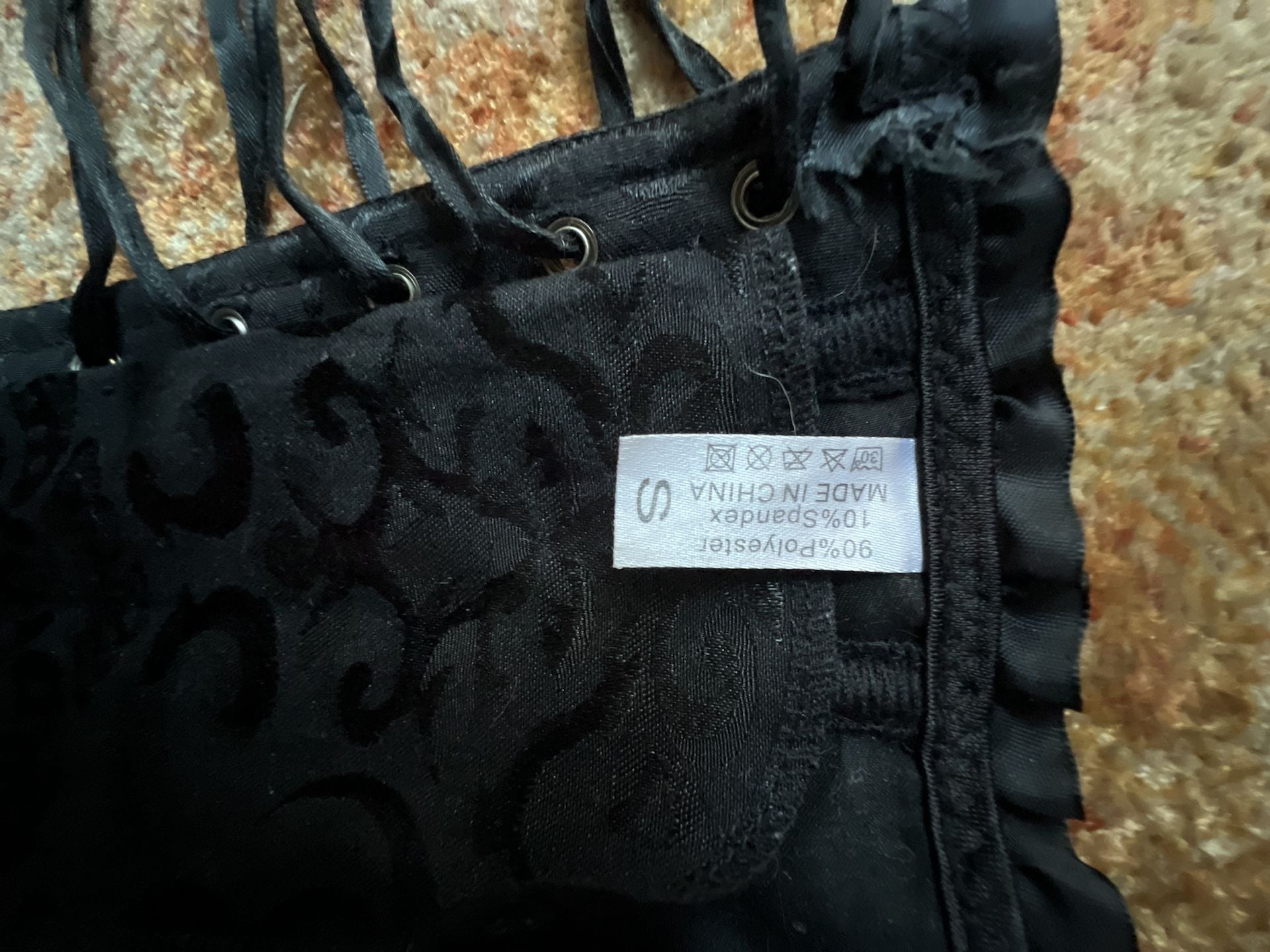 Black Brocade Corset Top Size S Gothic Bustier 6