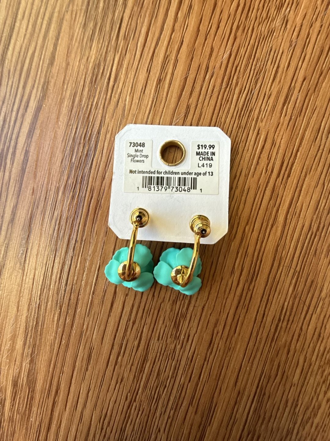 Amanda Blu Flower Jacket Earrings Turquoise Blue and Gold 3