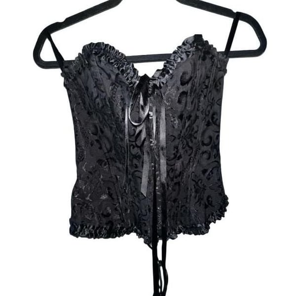 Black Brocade Corset Top Size S Gothic Bustier