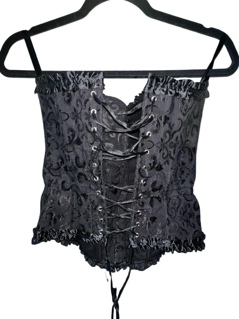 Black Brocade Corset Top Size S Gothic Bustier 4
