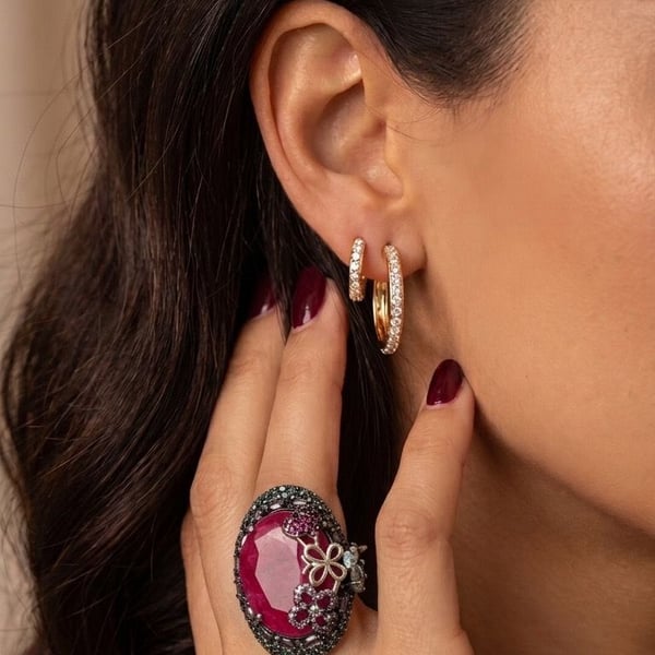 Safia Day Ruby Statement Cocktail Ring Size 7