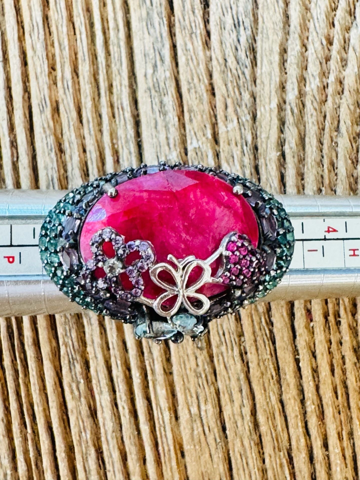 Safia Day Ruby Statement Cocktail Ring Size 7 3