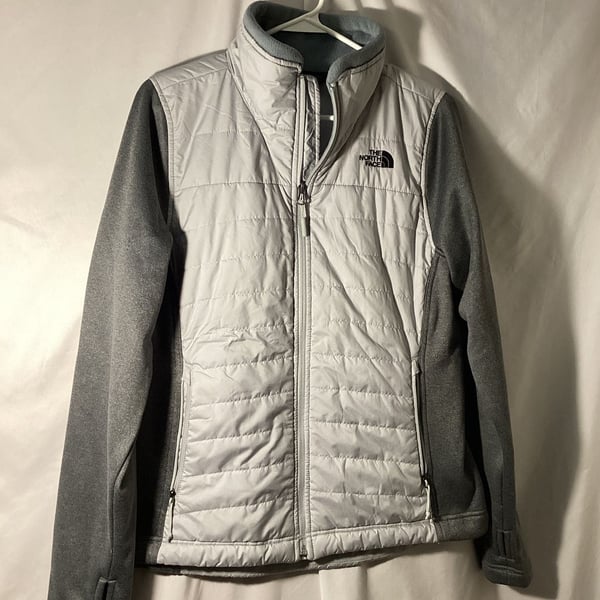 The North Face Thermoball Hybrid Jacket Size L Gray Quilted Fleece