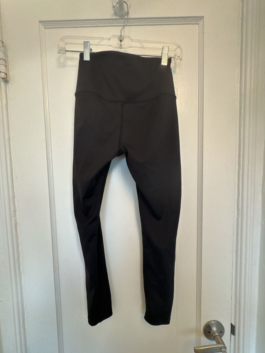 Move Theology Black Leggings Size XS Crochet Inset Side Stripe Activewear Yoga Pilates 4