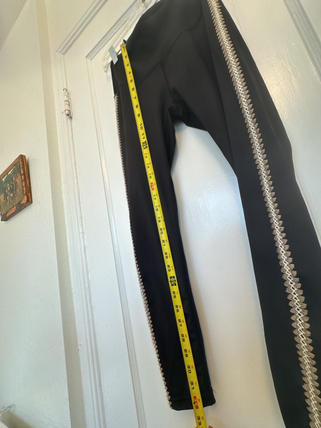 Move Theology Black Leggings Size XS Crochet Inset Side Stripe Activewear Yoga Pilates 5