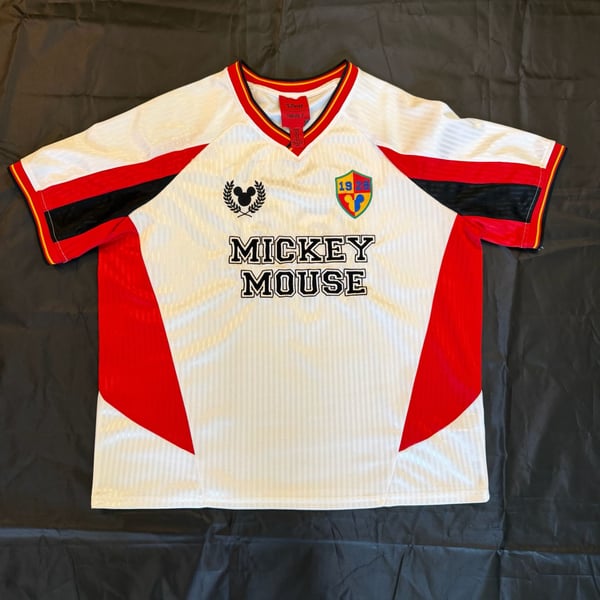 Forever 21 Disney Mickey Mouse Soccer Jersey Size M White Red 1928