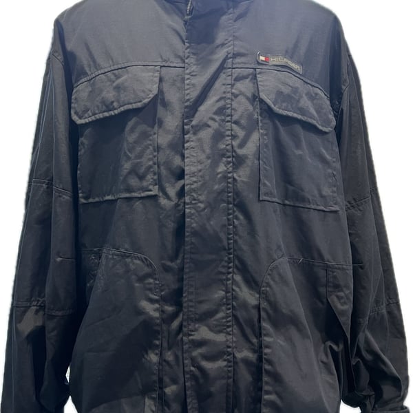 Tommy Hilfiger Men’s XL Blue Utility Field Jacket Red Mesh Lined Vintage Y2K