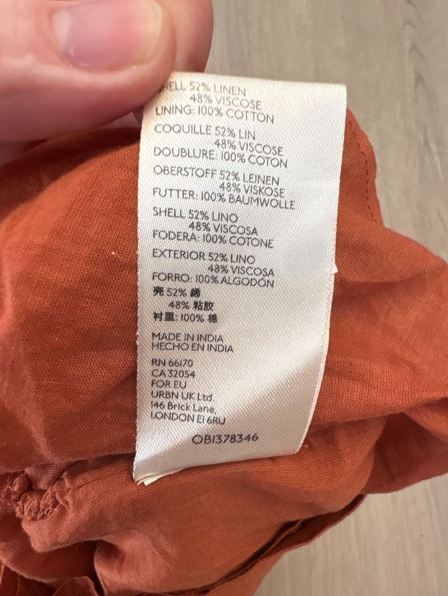 Maeve by Anthropologie Linen Rust Orange Twist-Front Mini Dress Size M 6