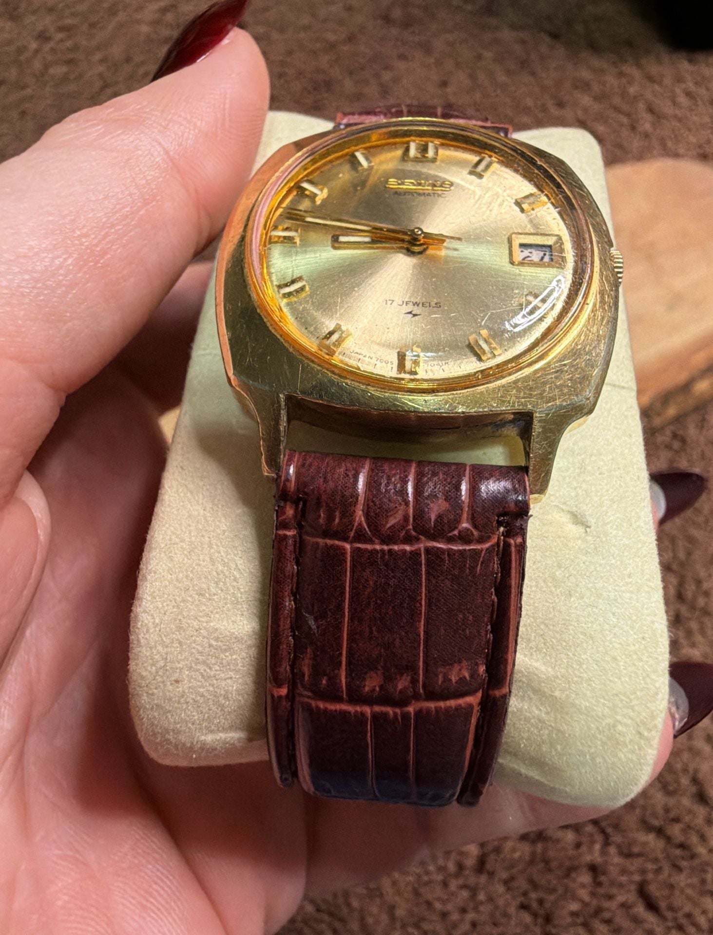 Seiko 7005-7041R Automatic Gold Tone 17 Jewels Vintage Watch 3