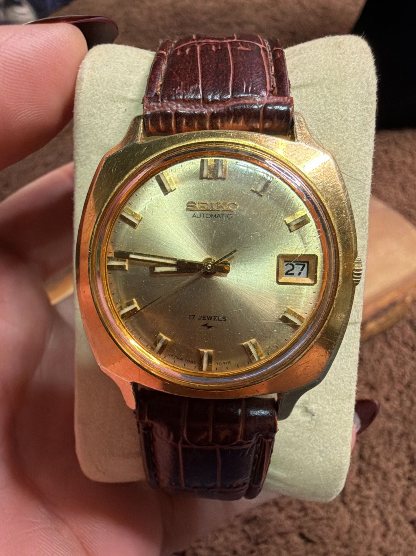 Seiko 7005-7041R Automatic Gold Tone 17 Jewels Vintage Watch 2