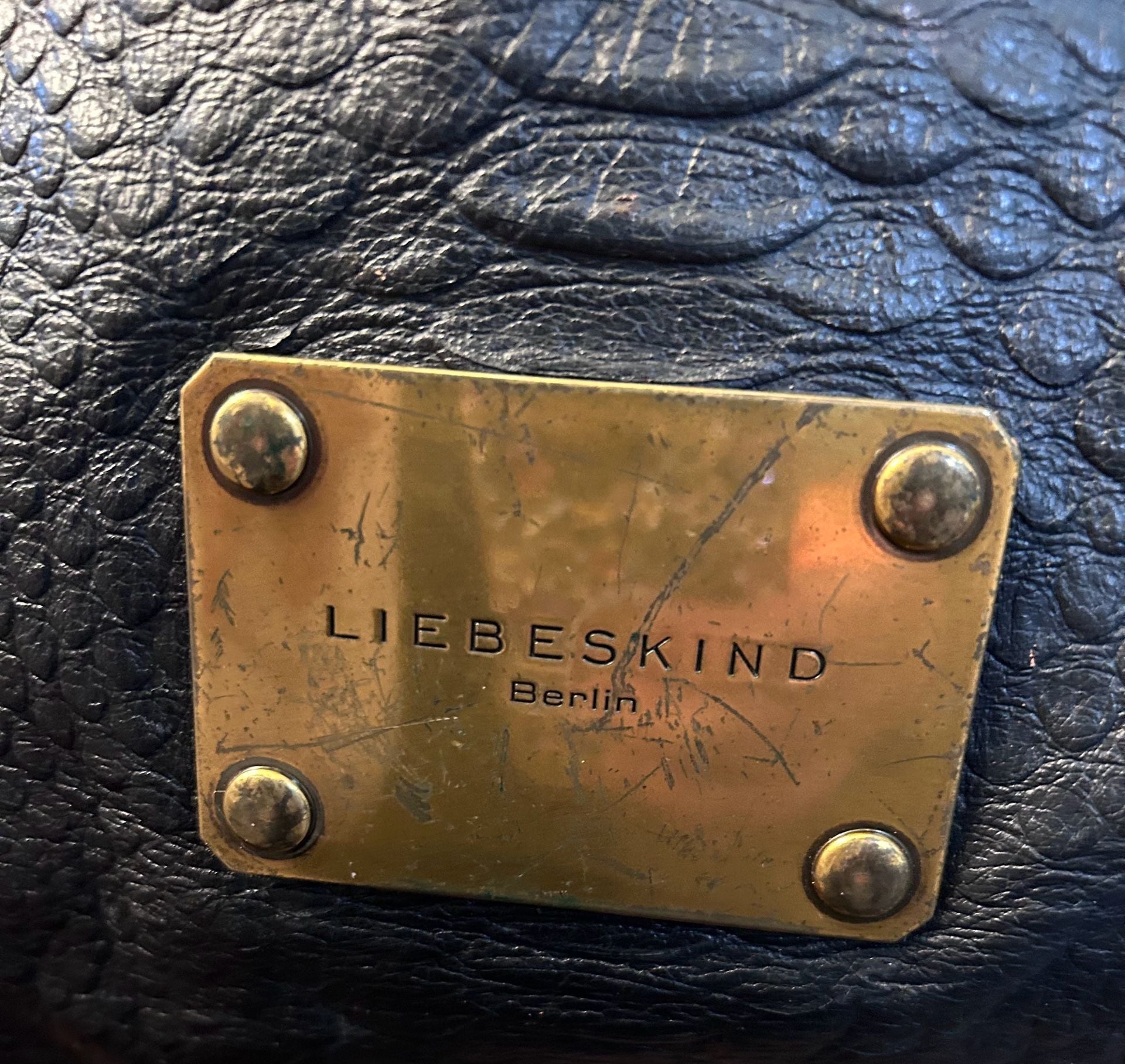 Liebeskind Berlin Black Blue Leather Shoulder Bag Tote 8