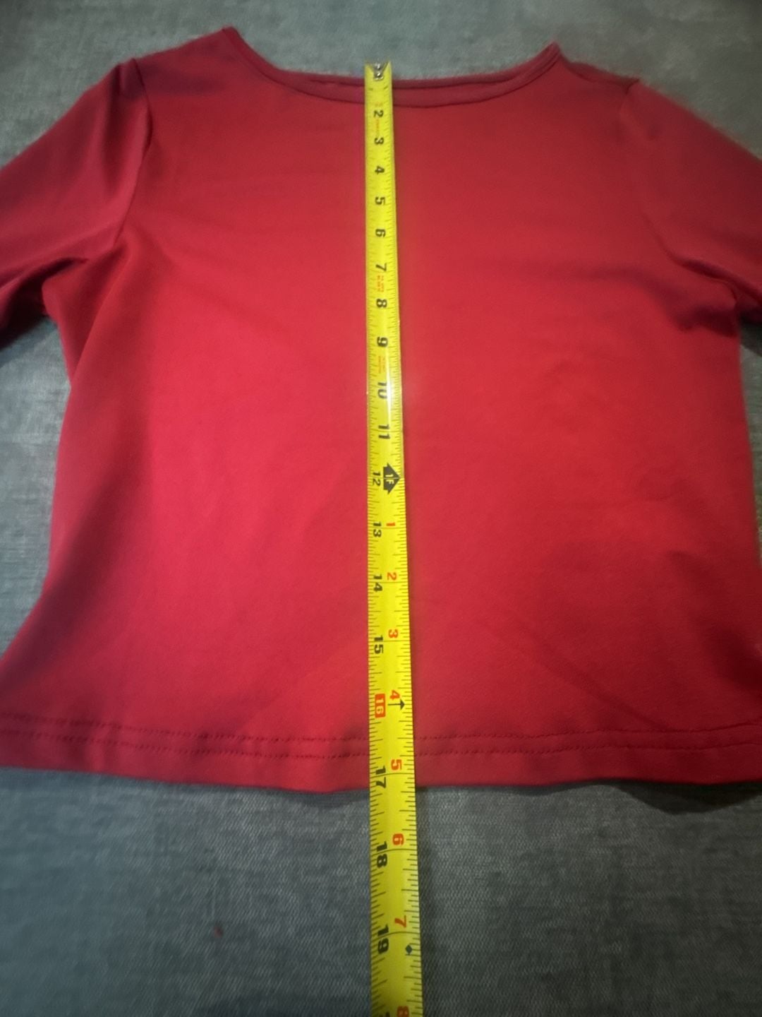 Red Boatneck 3/4 Sleeve Crop Top Size S Polyester 3