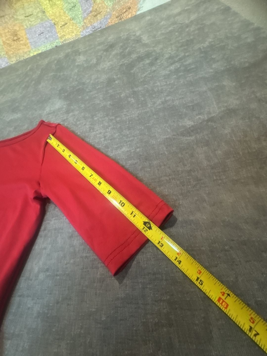 Red Boatneck 3/4 Sleeve Crop Top Size S Polyester 4