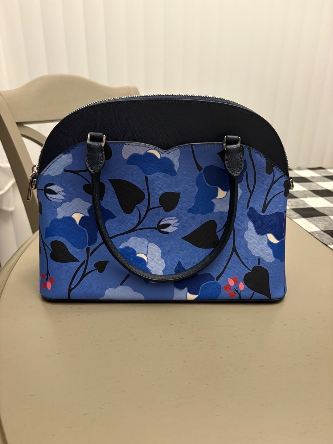 Kate Spade Payton Nouveau Bloom Medium Dome Satchel Blue Floral 2