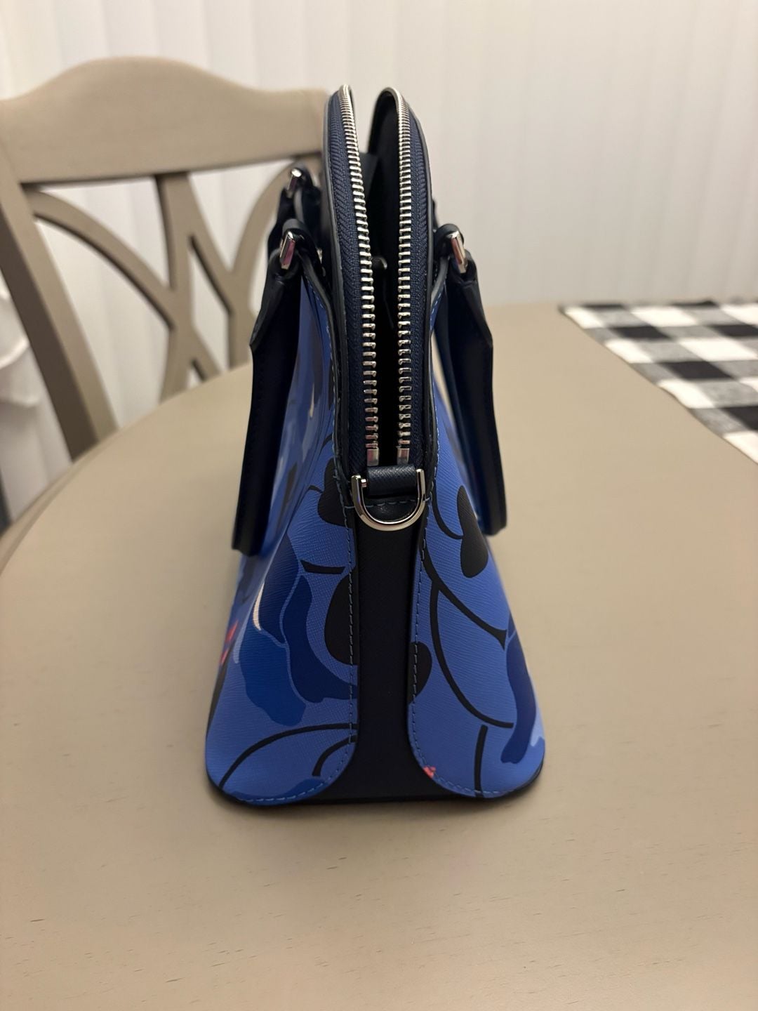 Kate Spade Payton Nouveau Bloom Medium Dome Satchel Blue Floral 3