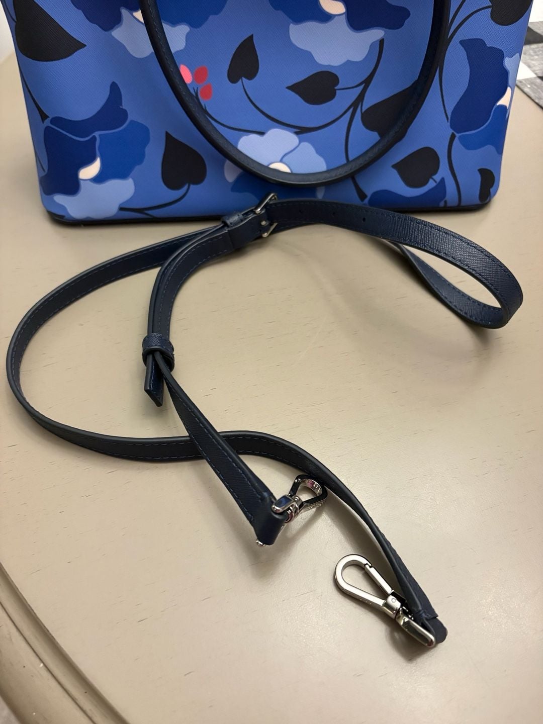 Kate Spade Payton Nouveau Bloom Medium Dome Satchel Blue Floral 6