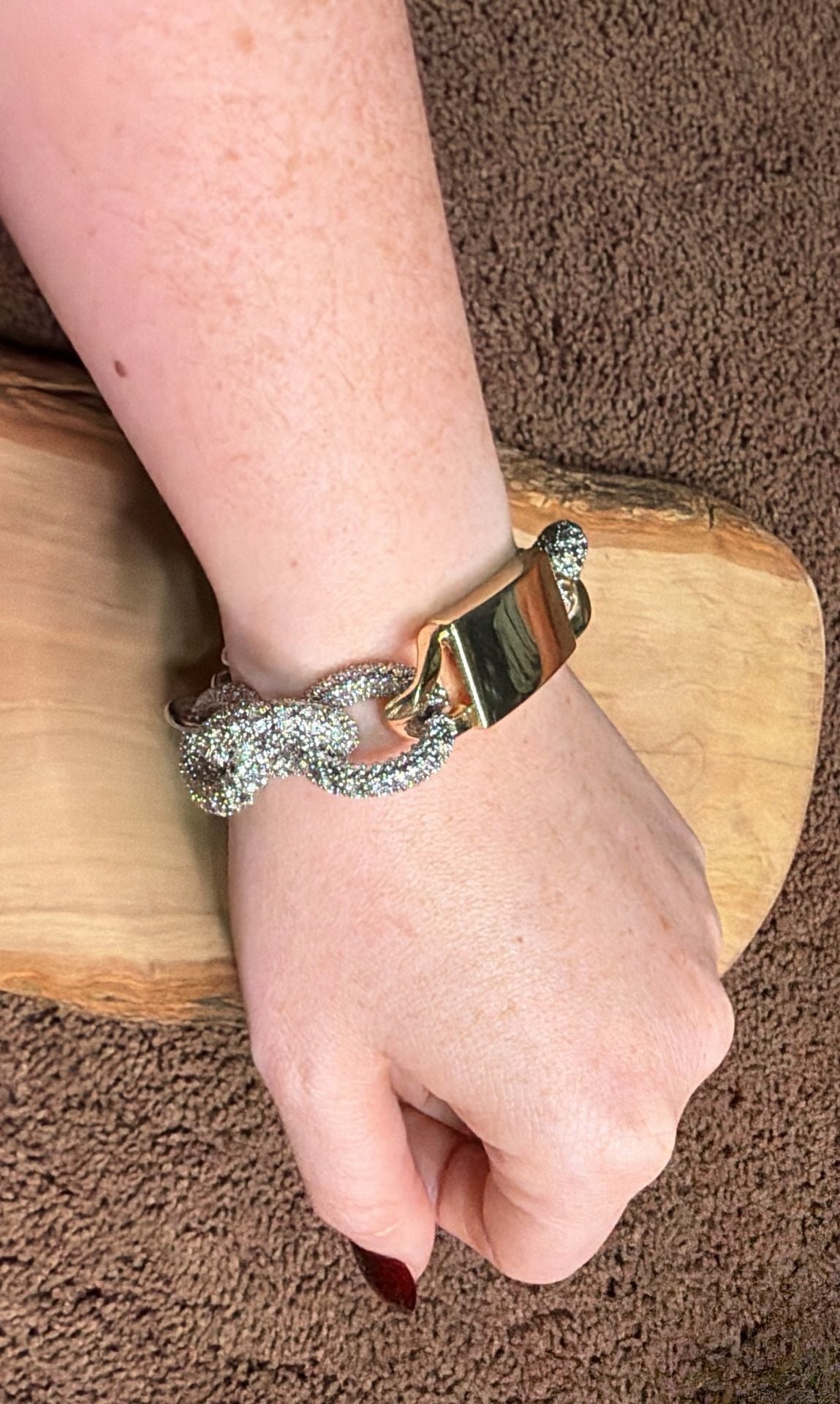 Pave Chain Toggle Bracelet Gold Tone Silver Tone 5