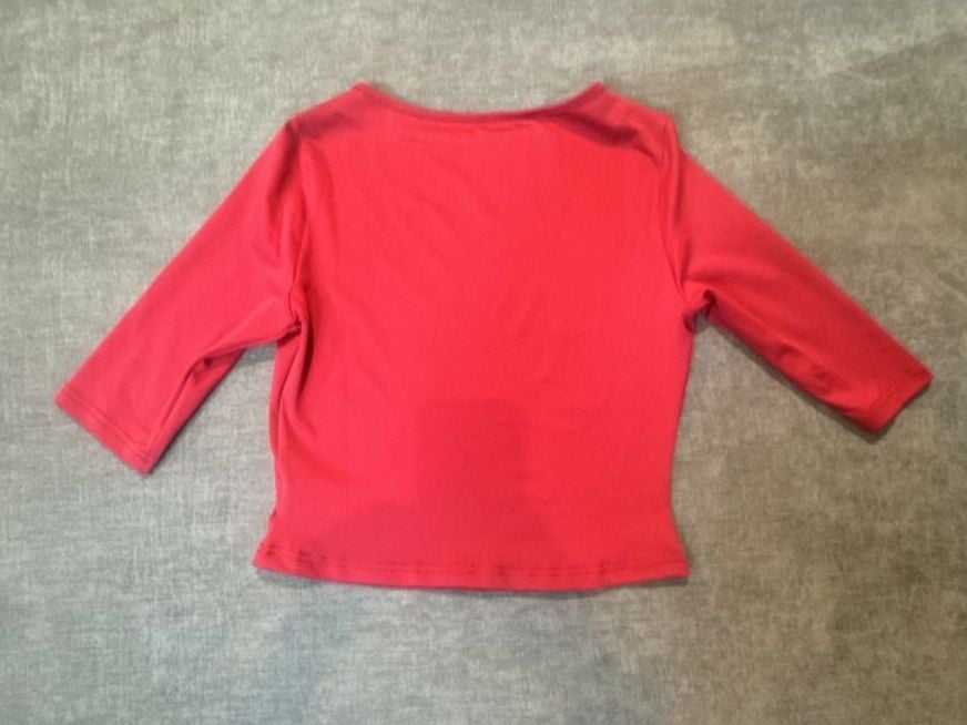 Red Boatneck 3/4 Sleeve Crop Top Size S Polyester 7