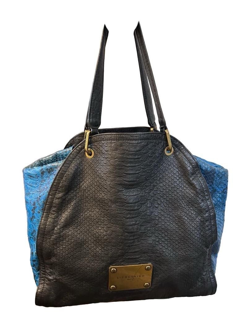 Liebeskind Berlin Black Blue Leather Shoulder Bag Tote 2