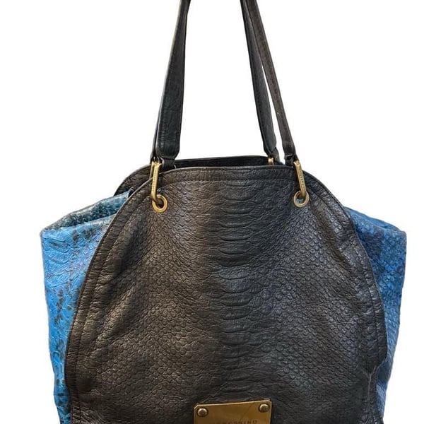 Liebeskind Berlin Black Blue Leather Shoulder Bag Tote