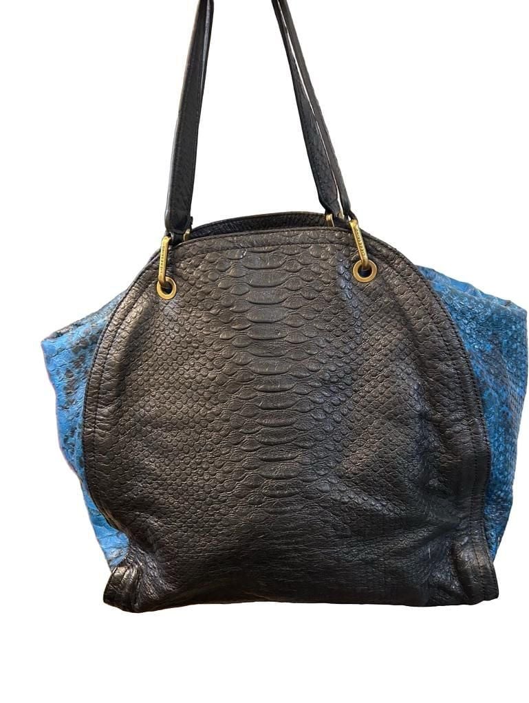 Liebeskind Berlin Black Blue Leather Shoulder Bag Tote 3