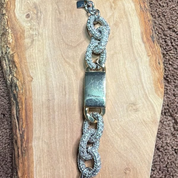 Pave Chain Toggle Bracelet Gold Tone Silver Tone