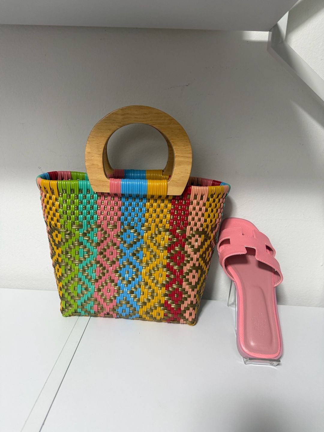  Tote  BAG. Mexico Handwoven.Beach Bag. Market Tote Bag.plastic fabric. 7