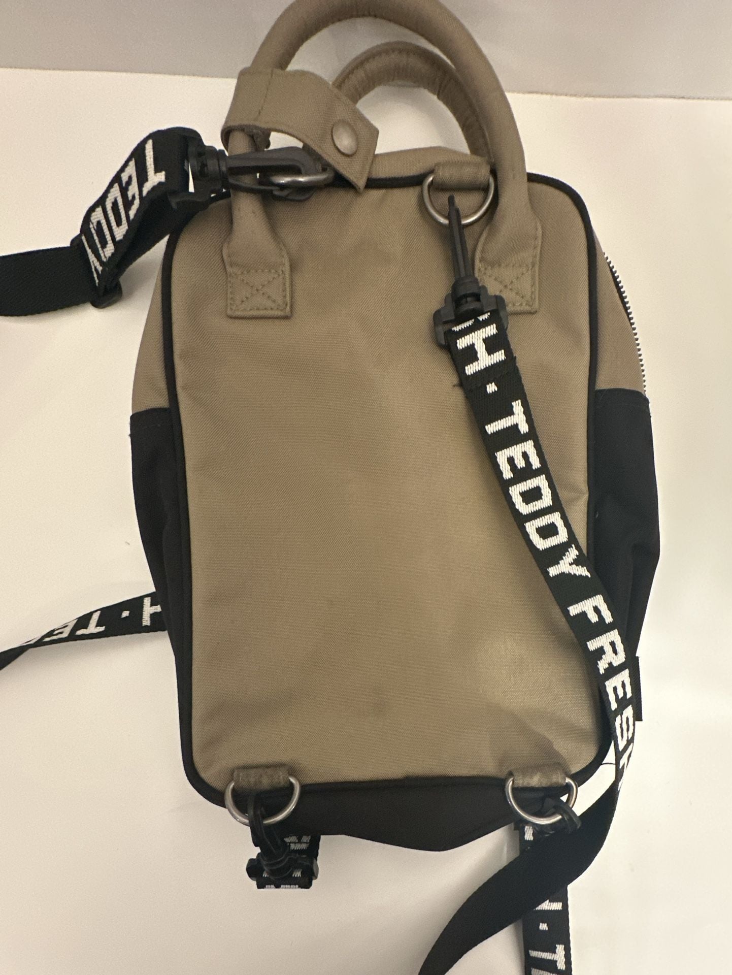 Teddy Fresh Mini Backpack Tan Brown Canvas Convertible Bag 3