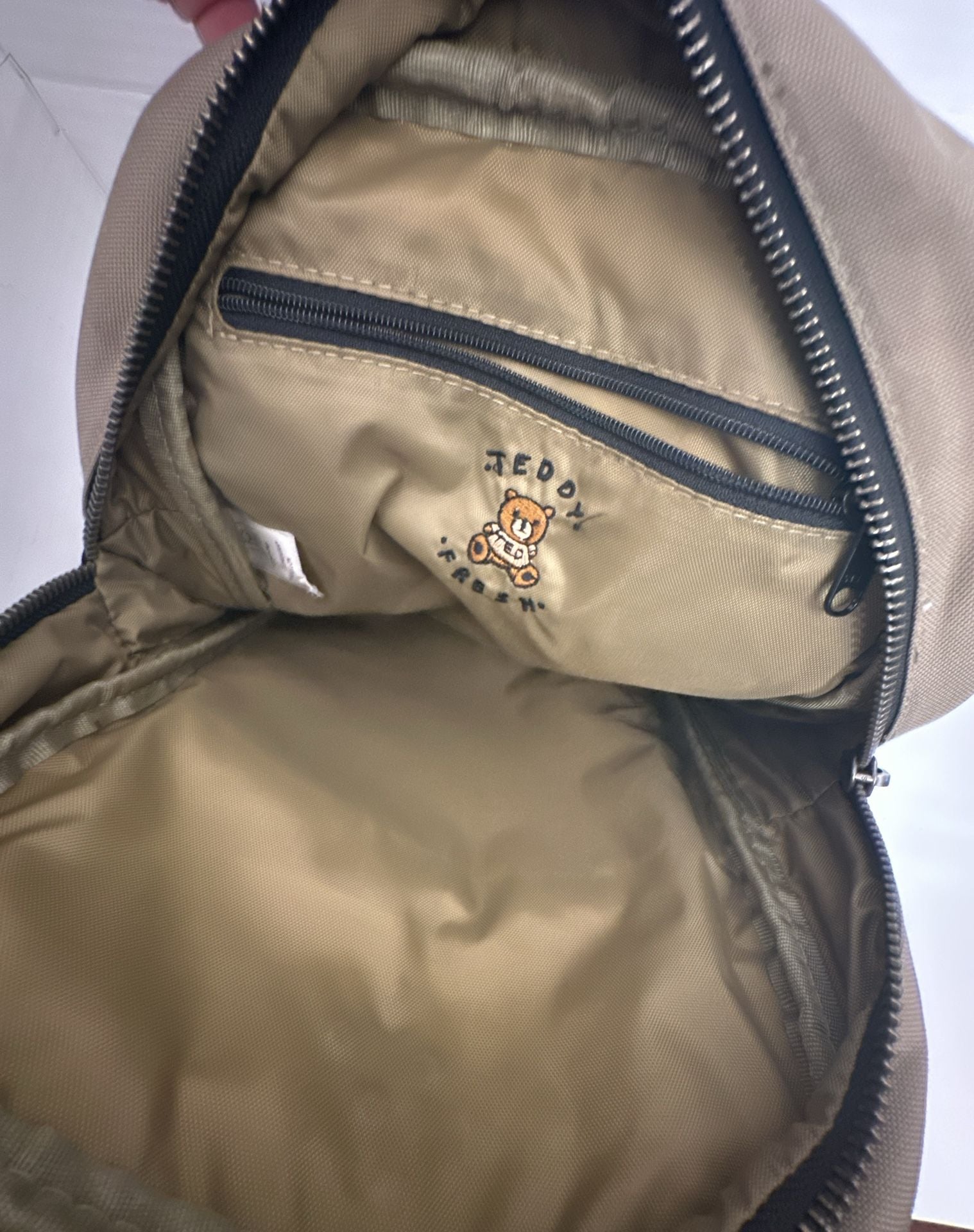 Teddy Fresh Mini Backpack Tan Brown Canvas Convertible Bag 4