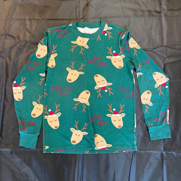 Carter's Reindeer Bedtime Shirt Size Adult M Green Christmas Pajama Top