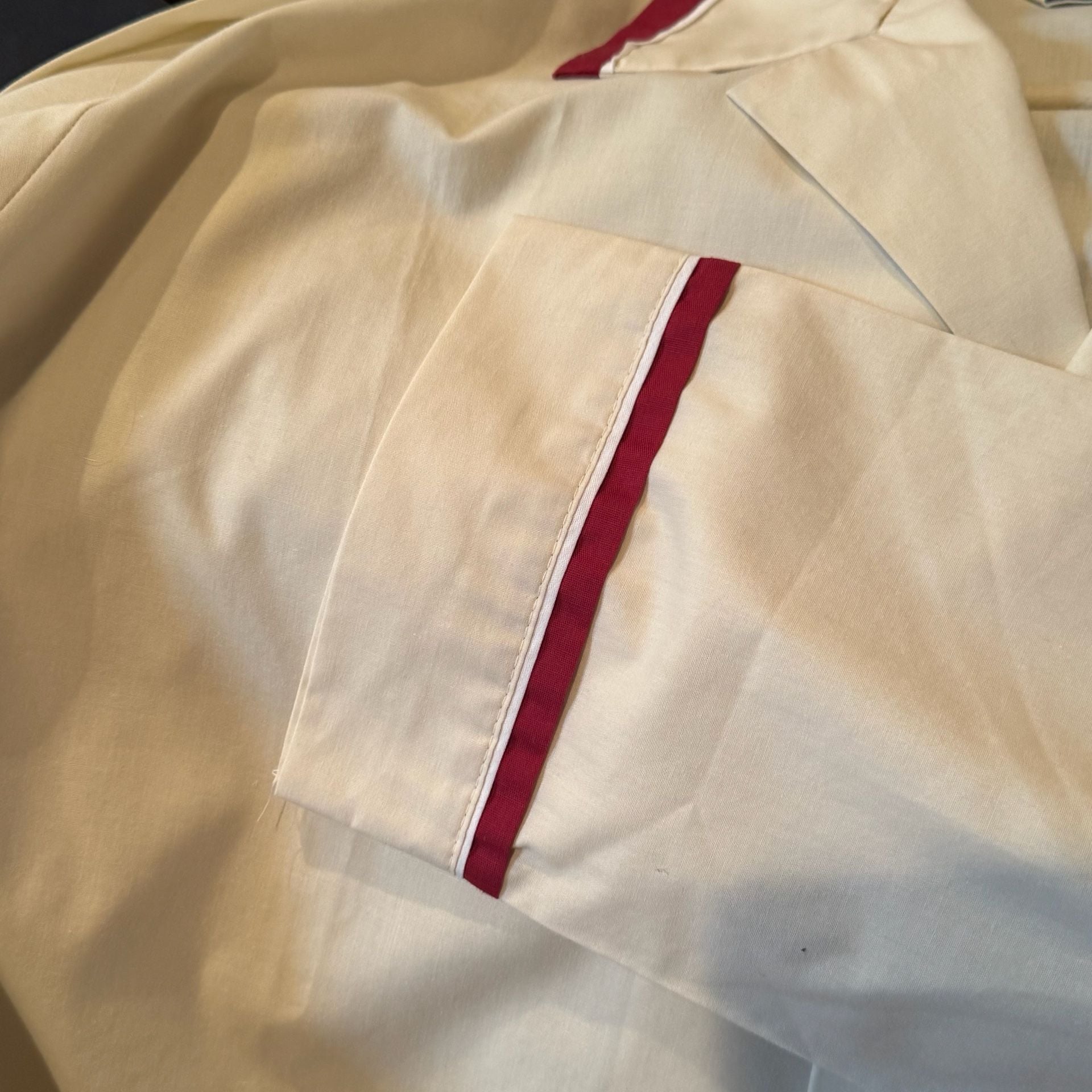 Vintage Pleetway Men’s Pajama Set Tall L USA Cream Red Piping Retro Lounge 13