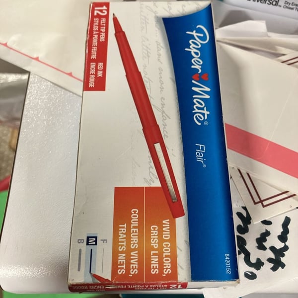 Paper Mate Flair Felt Tip Pens Red Ink 12 Pack