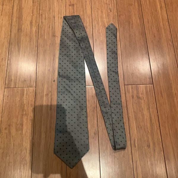 Pavone Silk Neck Tie Grey Diamond Pattern Made In Italy