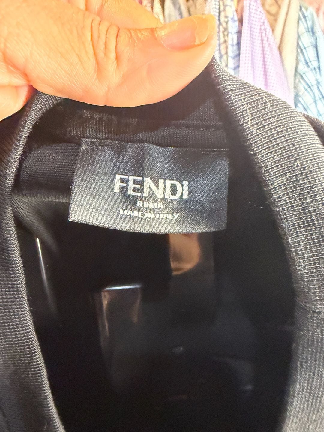 Fendi Logo T-Shirt Size L Black Cotton Short Sleeve 6