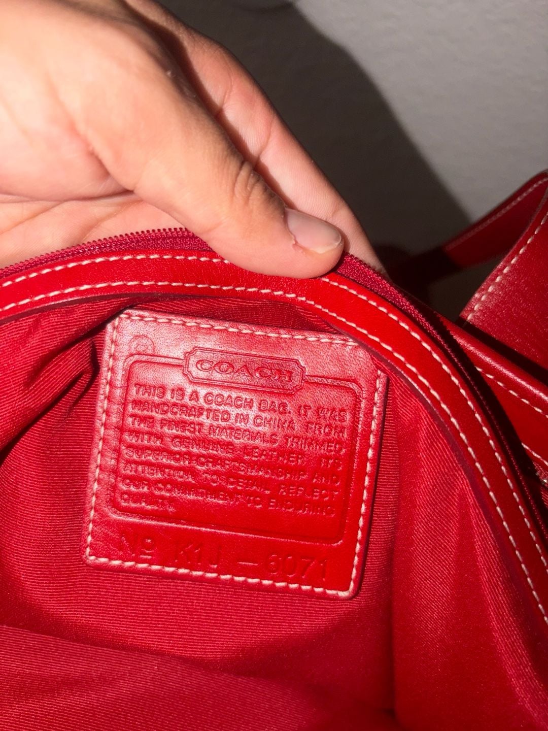 Coach Signature Canvas Red Leather Tote Bag 7