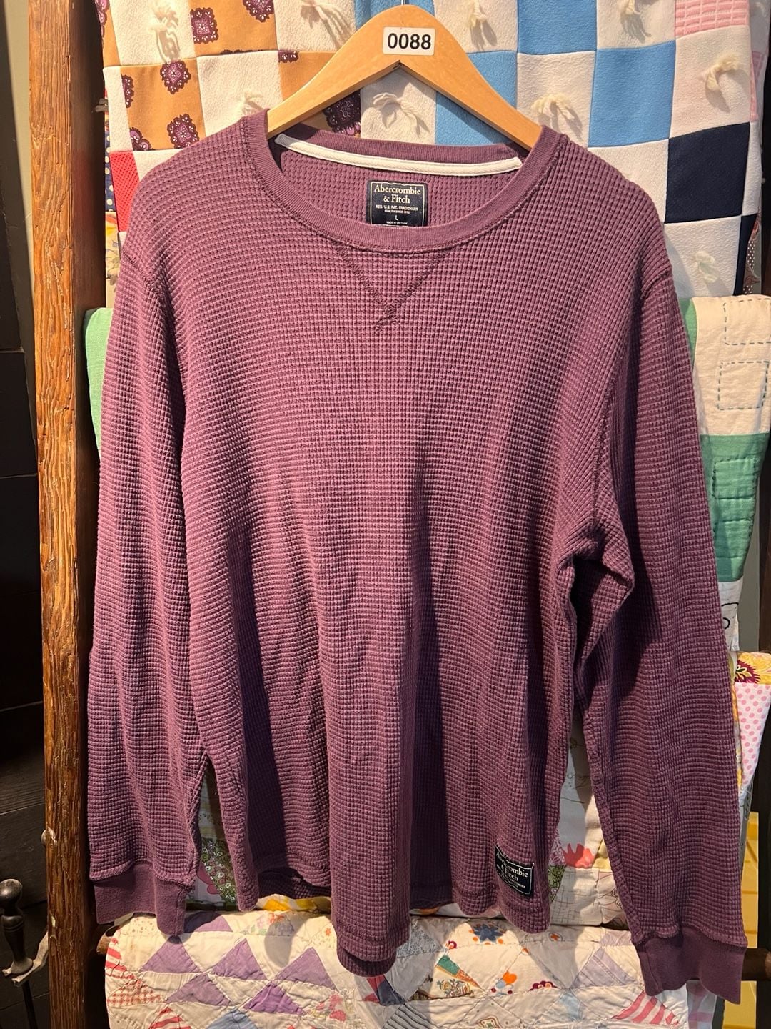Abercrombie & Fitch Thermal Waffle Long Sleeve Size L Purple 2