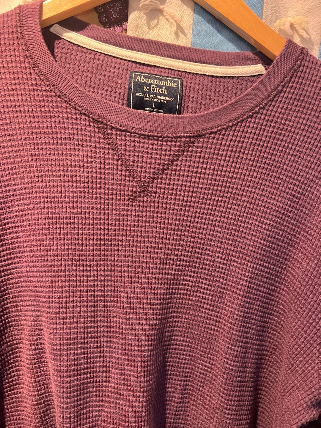 Abercrombie & Fitch Thermal Waffle Long Sleeve Size L Purple 3