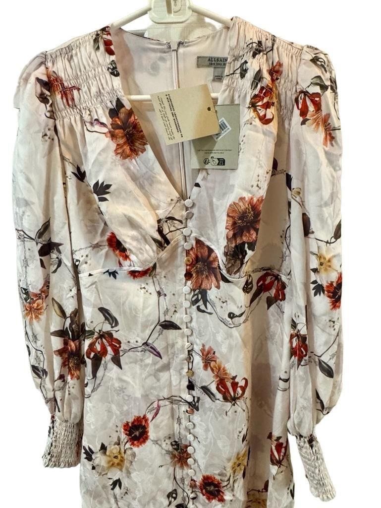 All Saints Auden Dress Size US 2 Unity Ecru White Floral Mini Dress 2