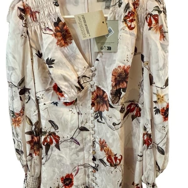All Saints Auden Dress Size US 2 Unity Ecru White Floral Mini Dress